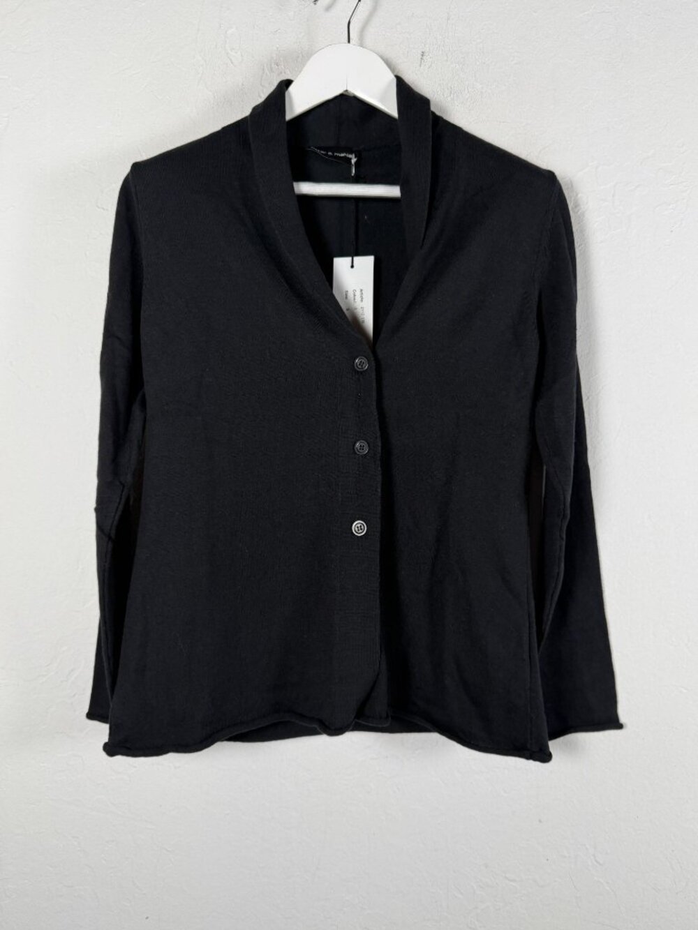 Peter O Mahler Womens Small Black Cotton Cashmere Button Up Cardigan New $325